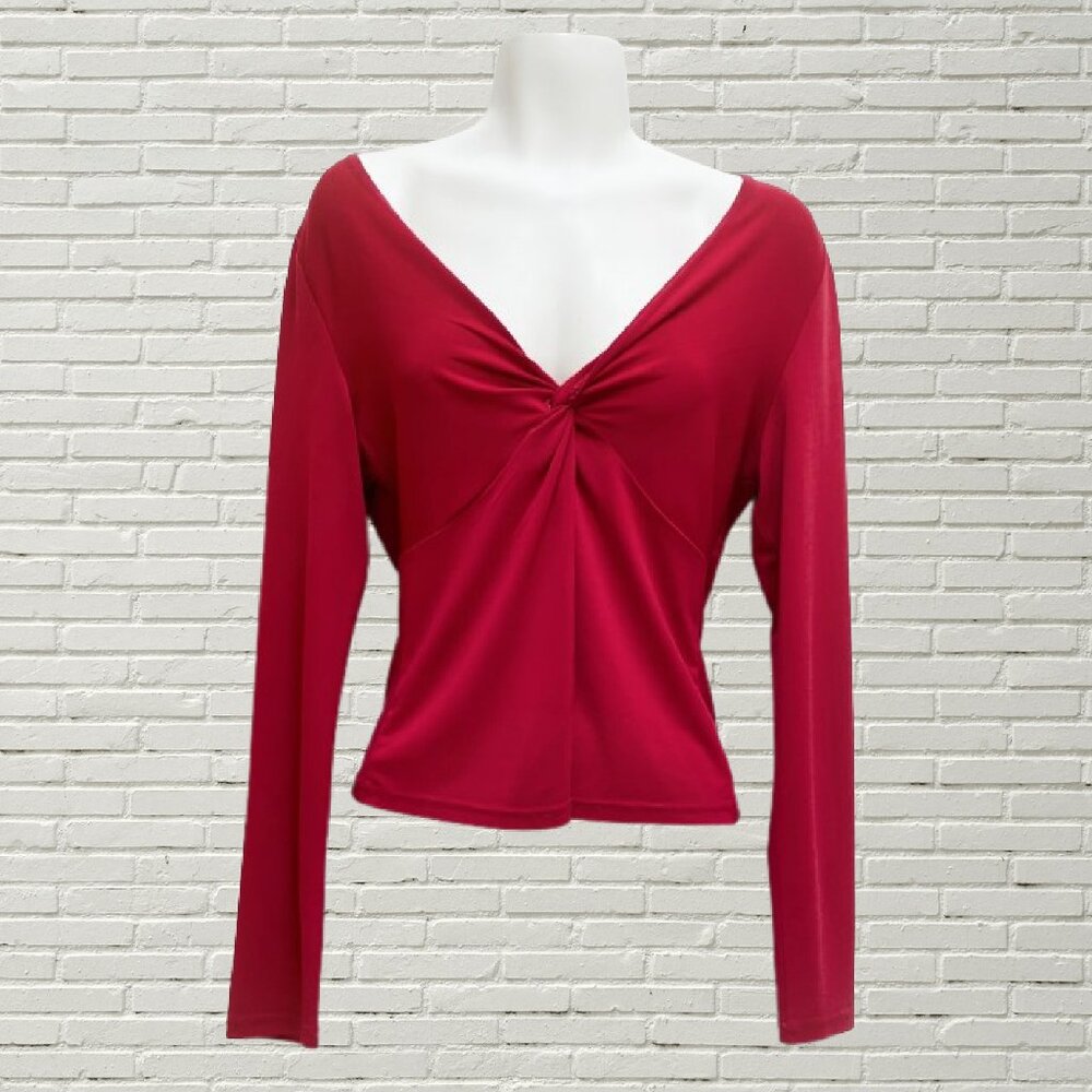 JESSICA Red Twist Knot Long Sleeve Top